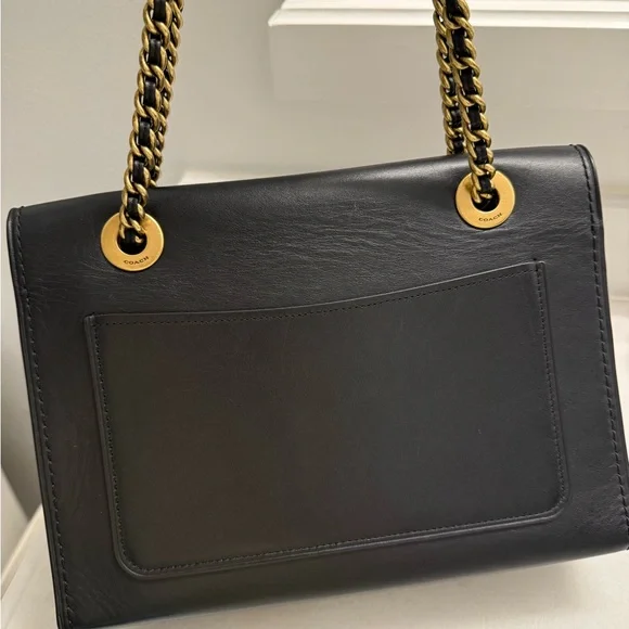 Coach Parker Chain Black Leather Shoulder Bag - Picture 3 of 11